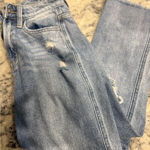 Flying Monkey Light Blue Distressed Straight Leg Jeans